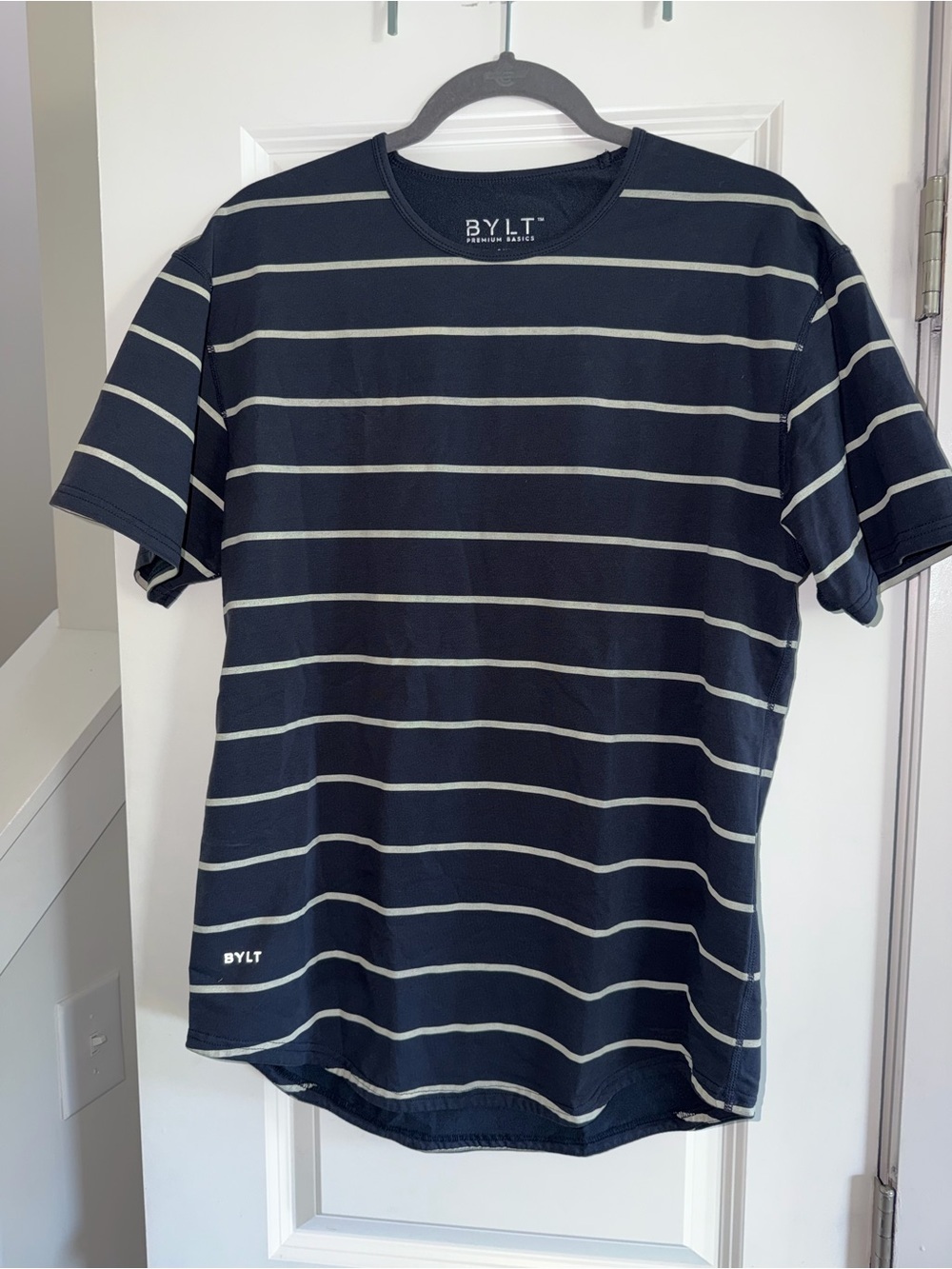 Men's BYLT Basics Navy Stripe Crewneck T-Shirt